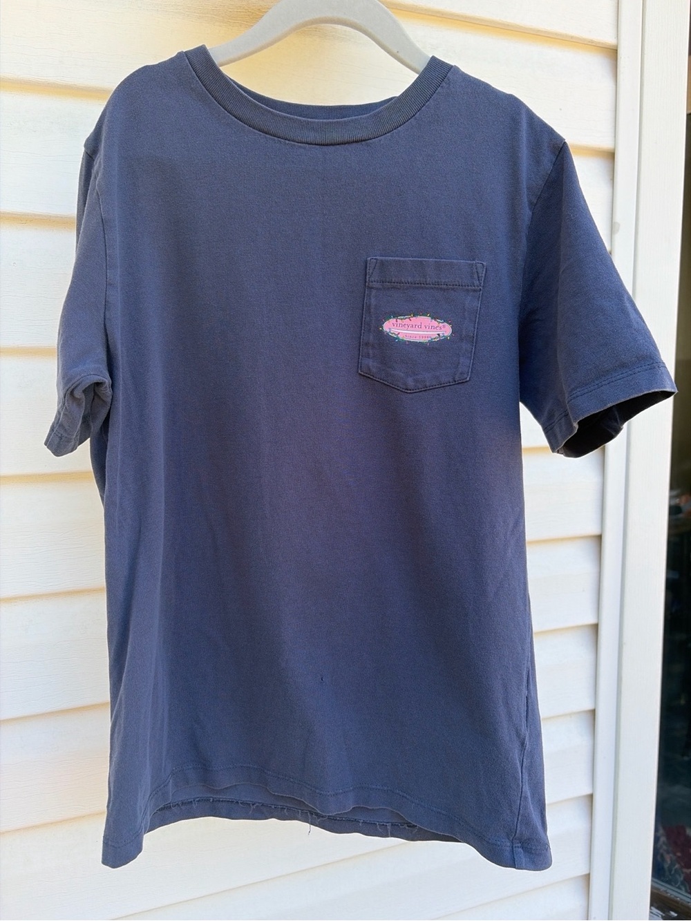 Vineyard Vines Boys Small Navy Christmas Lights Pocket T-Shirt